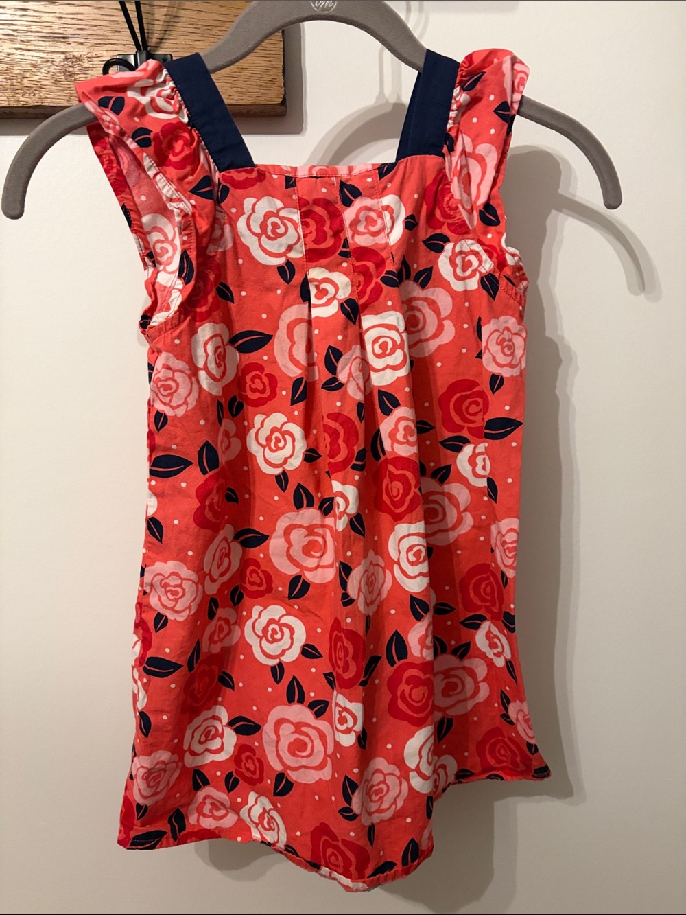 Gymboree Coral Floral Tank Dress with Navy Straps